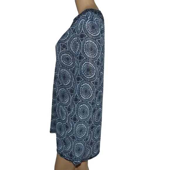 Michael Kors Tunic Blouse Womens Size Medium blue sequin geometric print v-neck - Picture 8 of 11